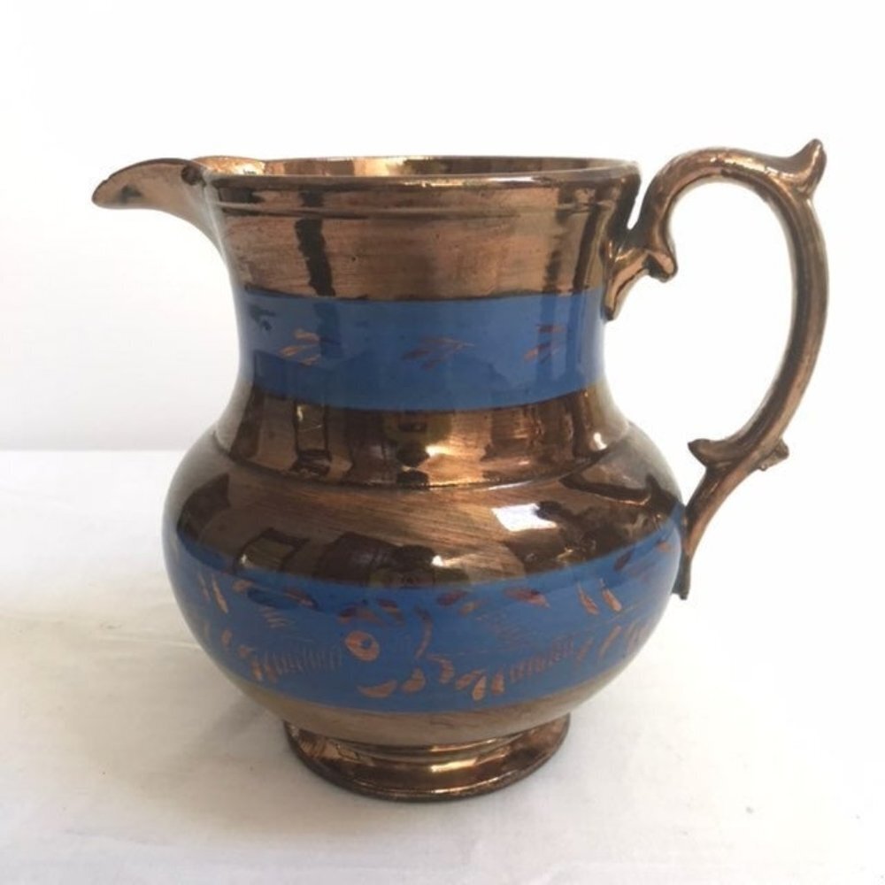 Lusterware Ceramic Pitcher Painted